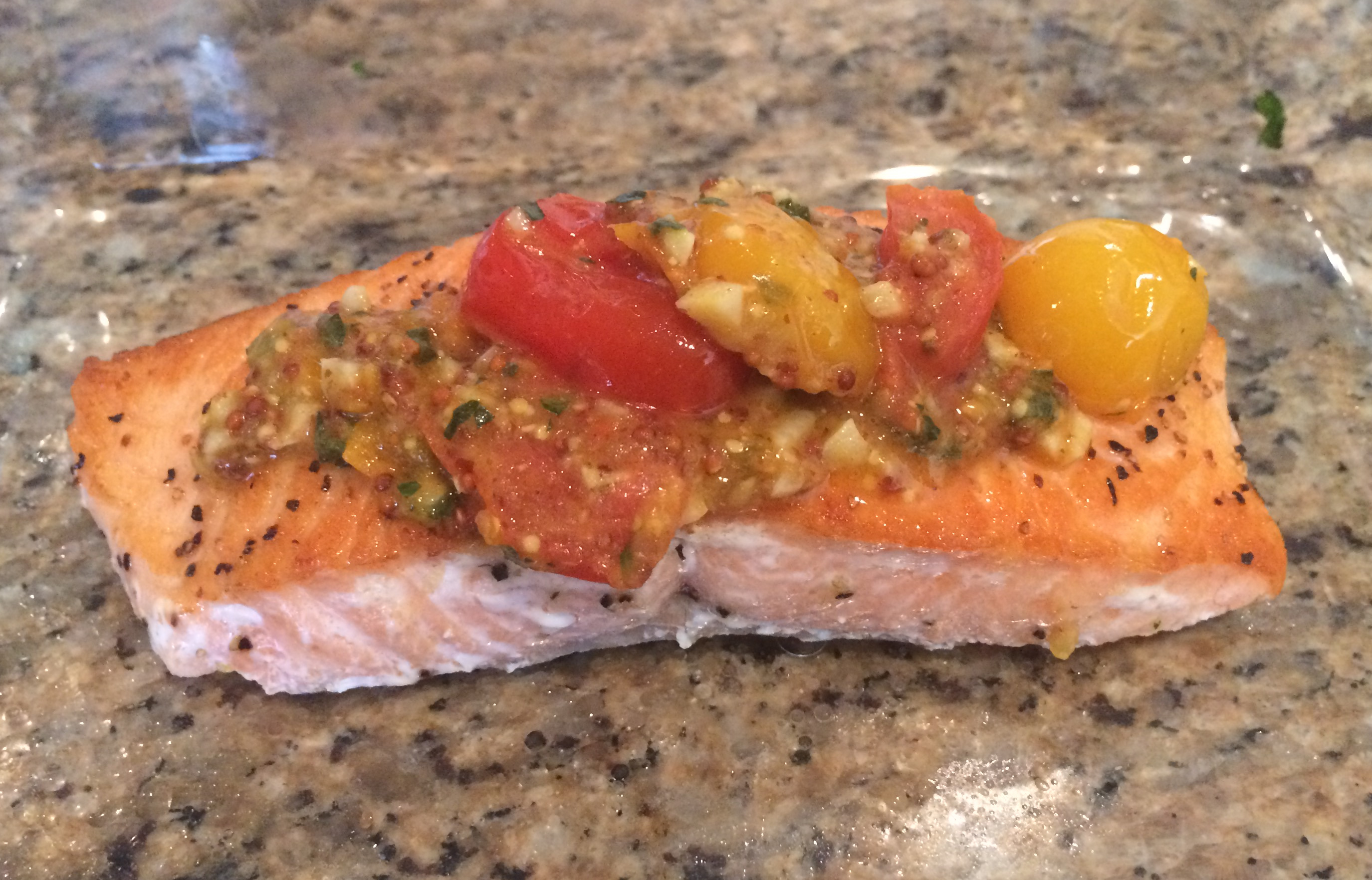 Mustard and tomato salmon